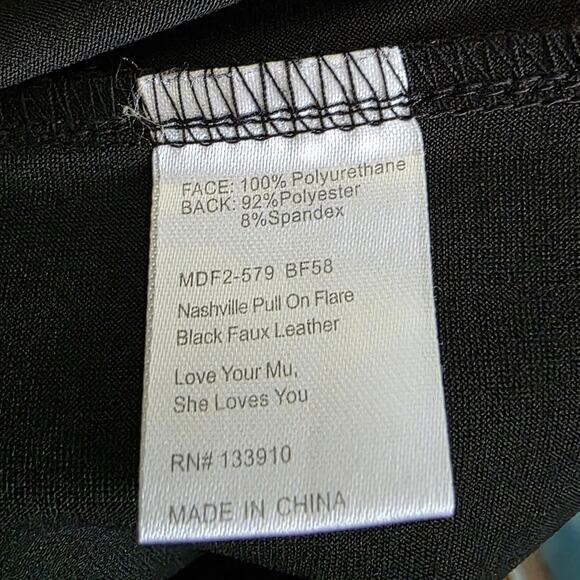 Show Me Your Mumu Nashville Pull On Flare Black Faux Leather High Rise Pants - Picture 9 of 11